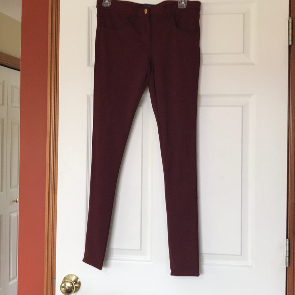 Maroon elastic jeggings